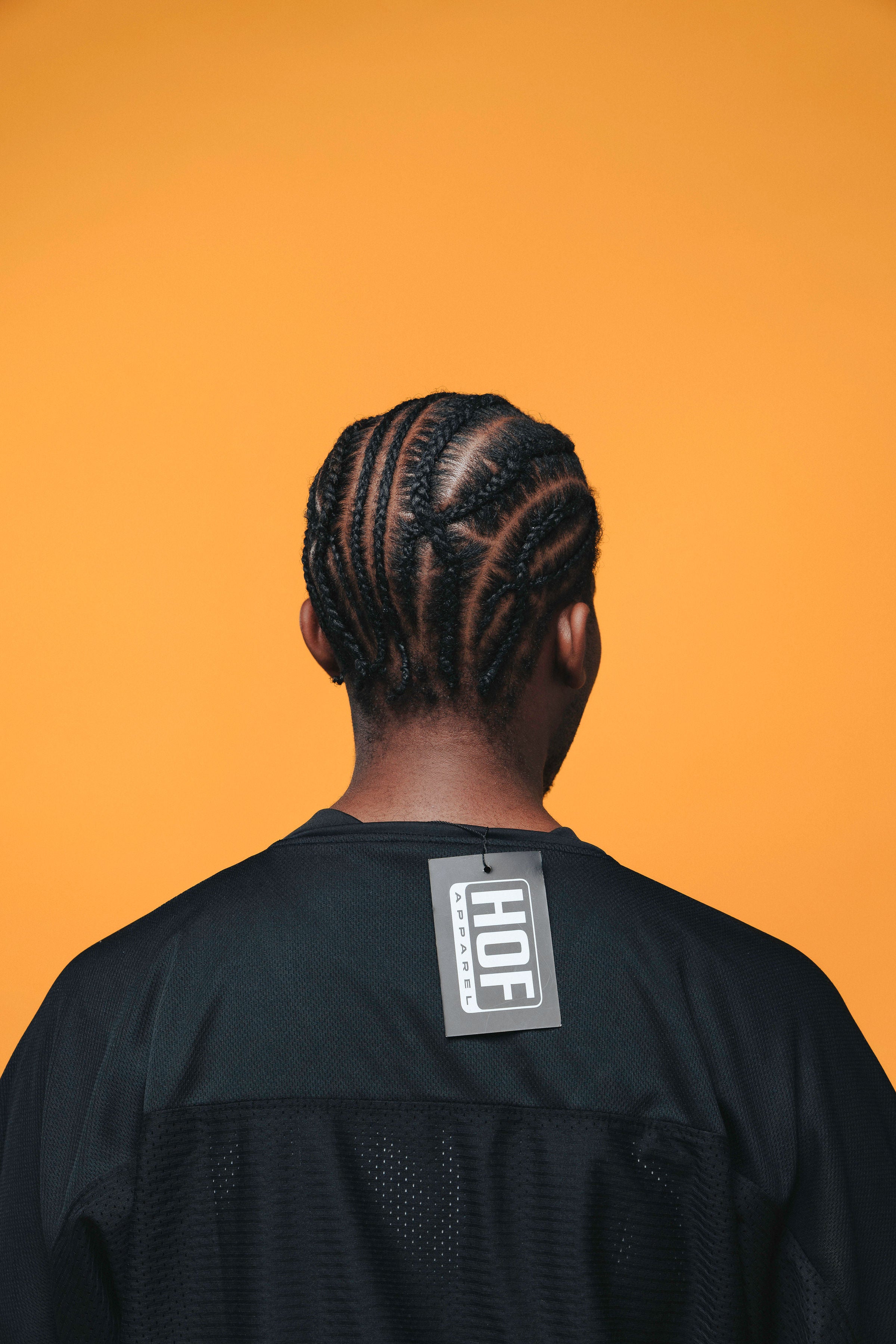 HOF Apparel hangtag on a mesh jersey